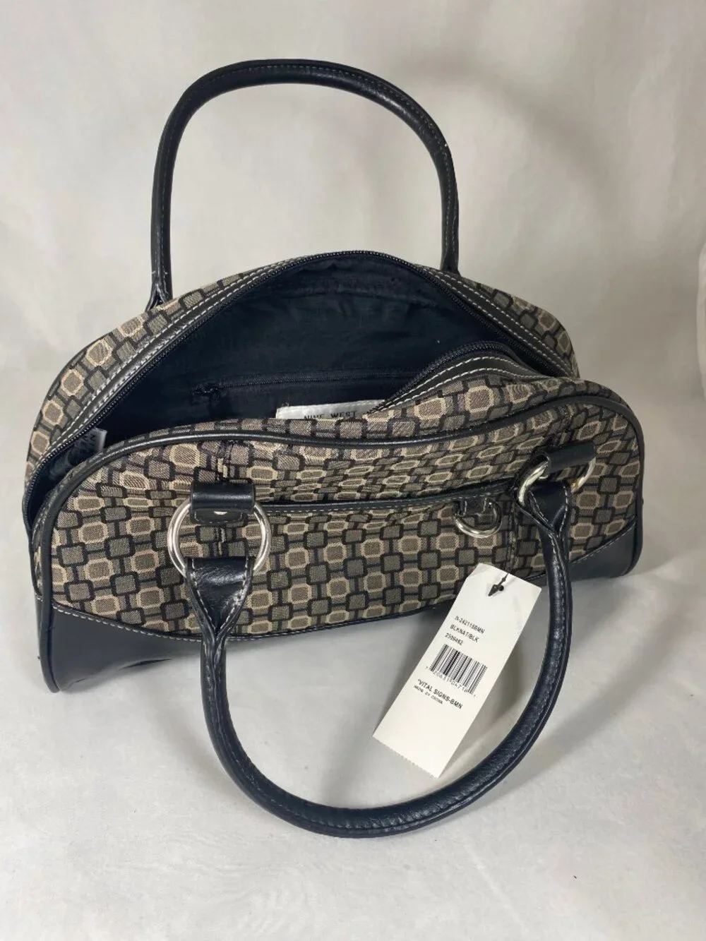 Nine West Geometric Pattern dome satchel Handbag Vintage Y2K